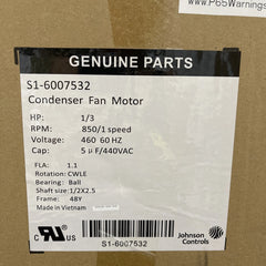SOURCE 1 SOURCE 1 S1-6007532 Condenser Fan Motor - 1/3 HP, 460V, 850 RPM, CCW