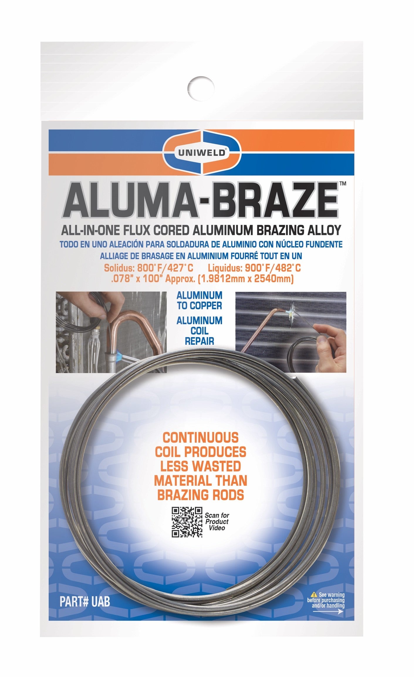 UNIWELD UNIWELD UNI-UAB Aluma-Braze Aluminum Brazing Alloy
