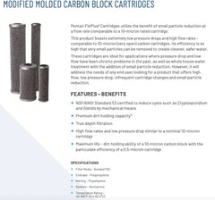 PENTAIR Pentair 455904-43 Pentek FloPlus-20 Carbon Water Filter - 20 Inch, 0.5 Micron