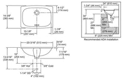 STERLING HVAC Sterling P442007-U-0 Stinson 20 x 14 in. Rectangular Undermount Bathroom Sink