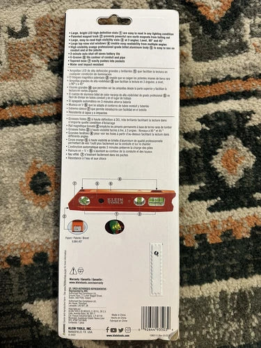KLEIN TOOLS Klein Tools 93503-9 Lighted Torpedo Billet Level