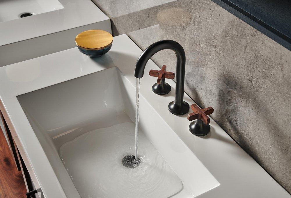 BRIZO Brizo 65375LF-BLLHP Odin Two Handle Widespread Bathroom Sink Faucet in Matte Black