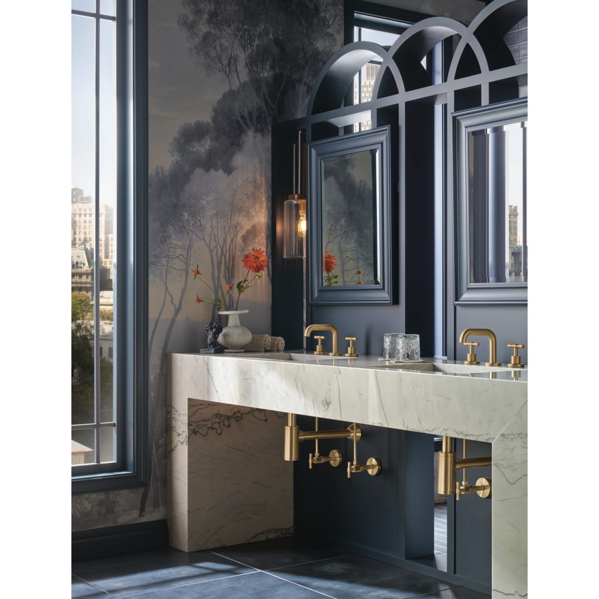 BRIZO Brizo 65332LF-GLLHP Litze Luxe Gold 1.5 GPM 3 Hole Widespread Deck Mount Less Handles Bathroom Faucet
