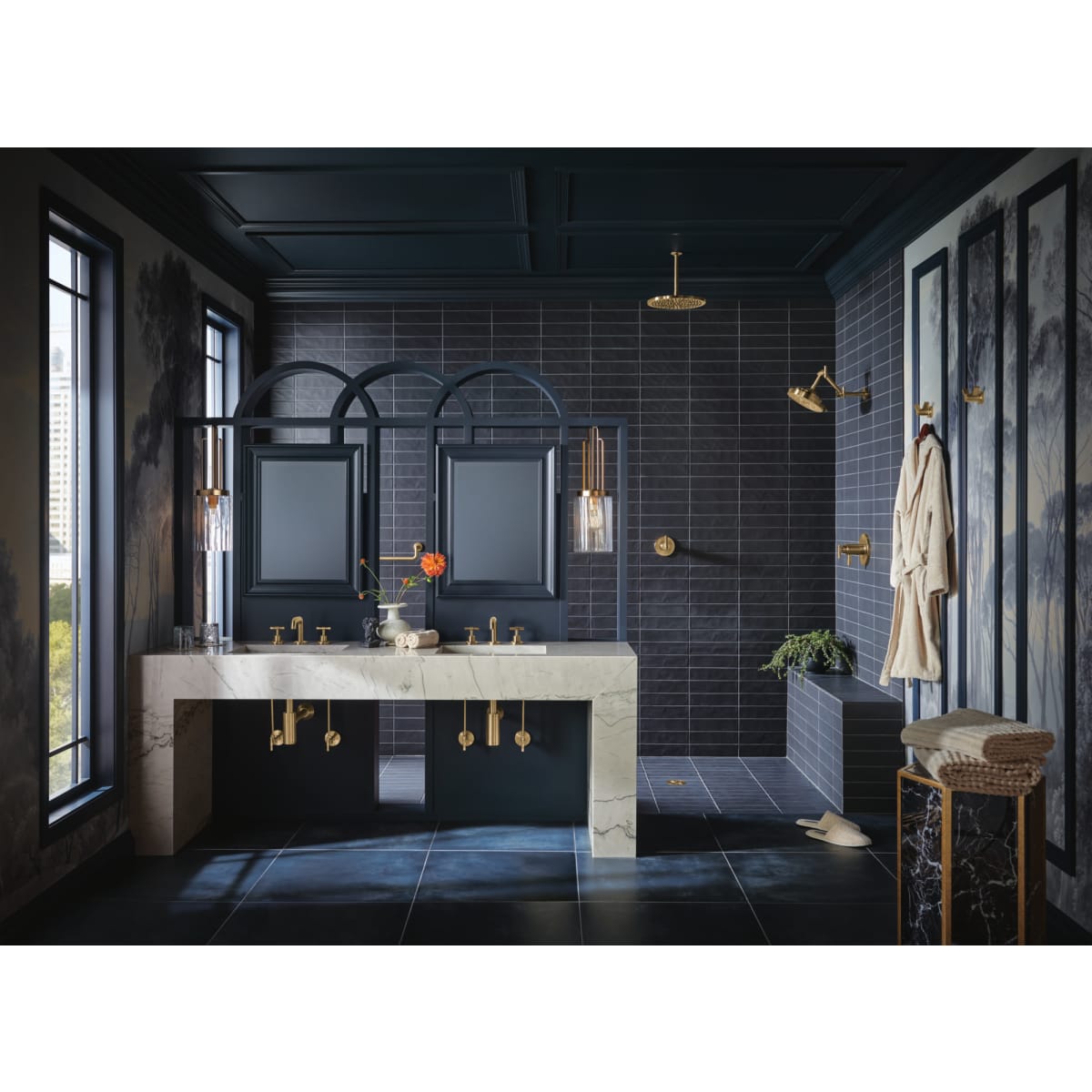 BRIZO Brizo 65332LF-GLLHP Litze Luxe Gold 1.5 GPM 3 Hole Widespread Deck Mount Less Handles Bathroom Faucet