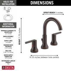 DELTA Delta 3559-RBMPU-DST Two Handle Widespread Bathroom Faucet