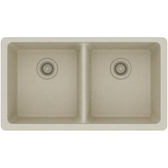ELKAY Elkay ELGU3322BQ0 Quartz Classic 33 x 18-1/2 in. No Hole Composite Double Bowl Undermount Sink in Bisque