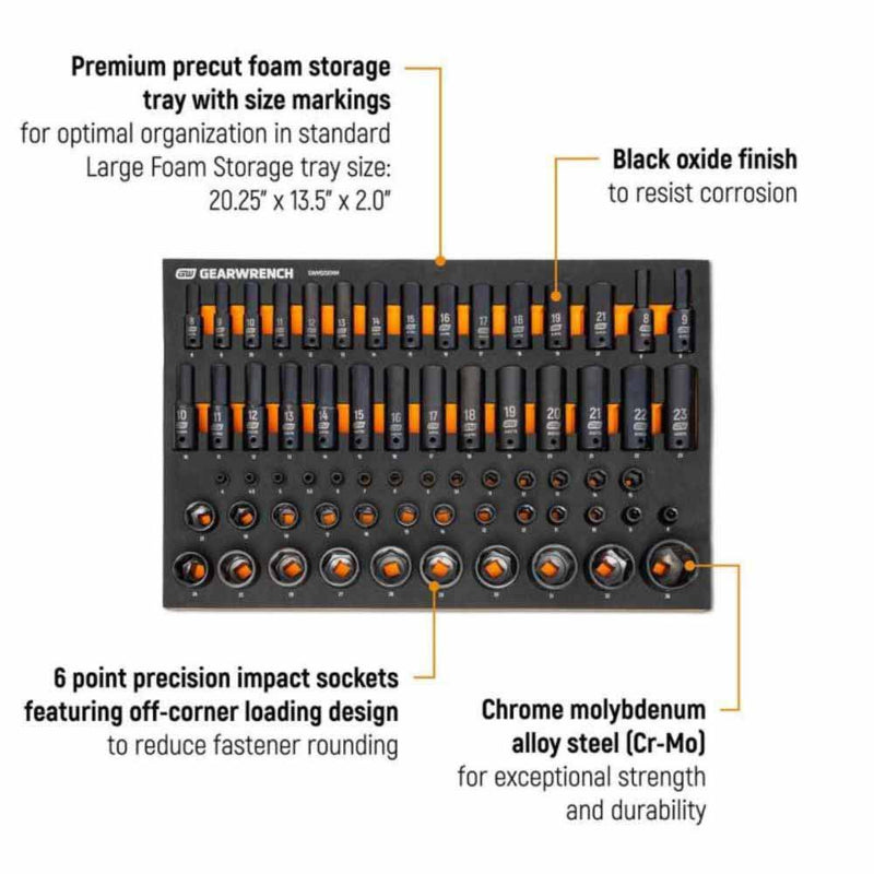 GEARWRENCH GEARWRENCH GWMSISKMM 66-Piece Metric Impact Socket Set