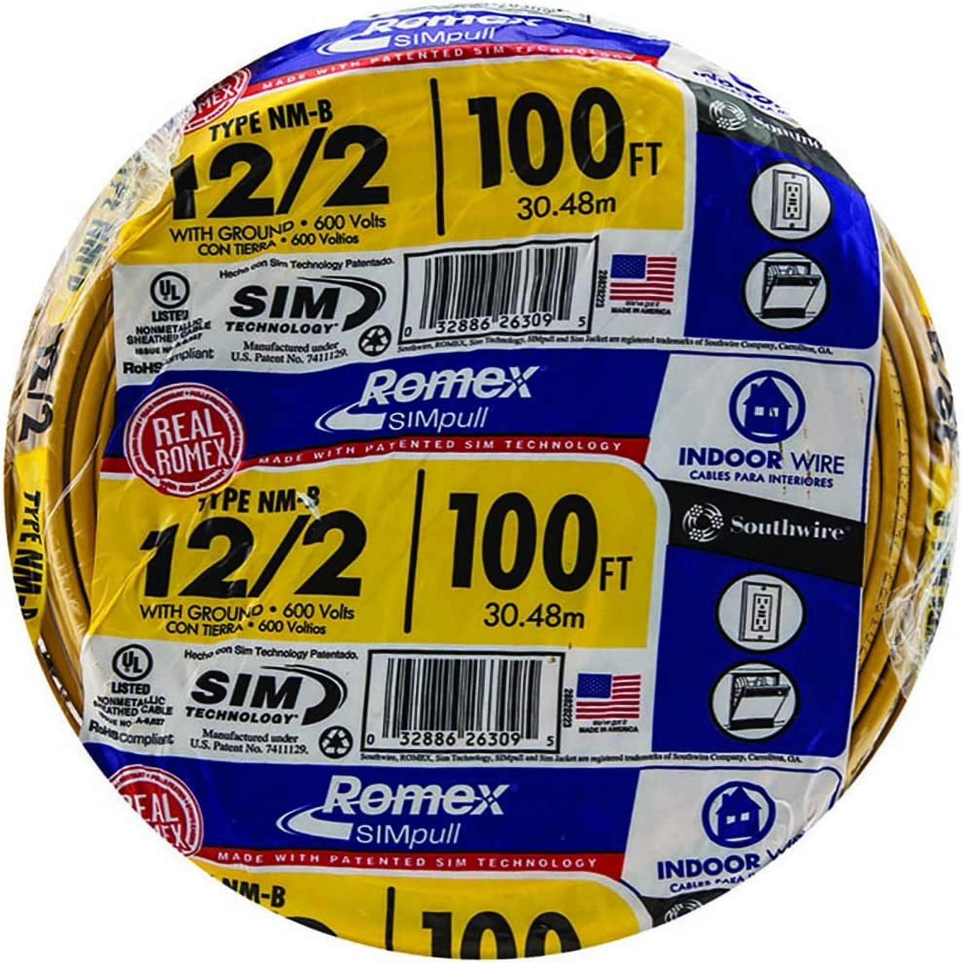 ROMEX ROMEX ROMEX12/2-2W/GRD250C Southwire Romex SIMpull 12/2 Solid CU NM-B W/G Wire