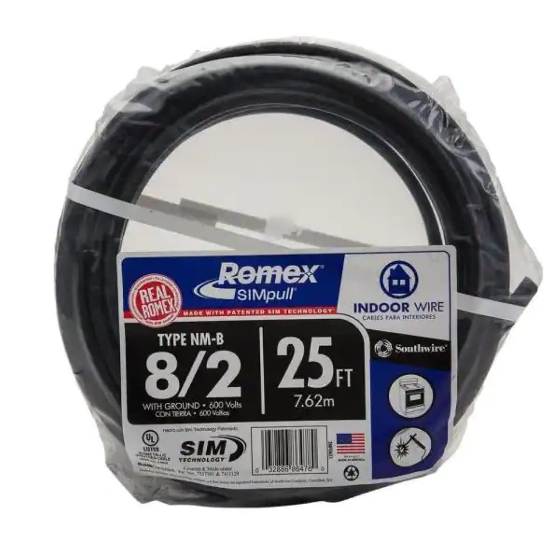ROMEX ROMEX ROMEX8/2W/GRD500R ROMEX NM-B 8/2 Copper w/Ground Non-Metallic Sheathed Branch Circuit Cable (500ft Reel) ROMEX8/2W/GRD500R