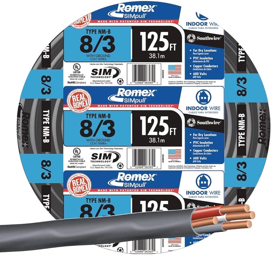 ROMEX ROMEX ROMEX8/3W/GRDMR ROMEX 8/3 W/GRD MR NM-B Copper w/Ground Non-Metallic Sheathed Branch Circuit Cable
