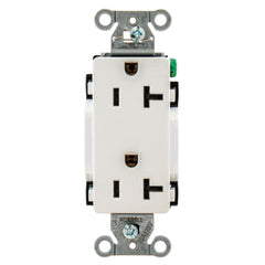 HUBBELL WIRING Wiring Device-Kellems DR20WHI 1-Phase Duplex Self-Grounding Screw Mount Straight Blade Receptacle