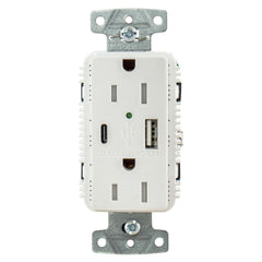 HUBBELL WIRING Wiring Device-Kellems USB15AC5W USB Charger Receptacle 125 V 15 A 1875 W