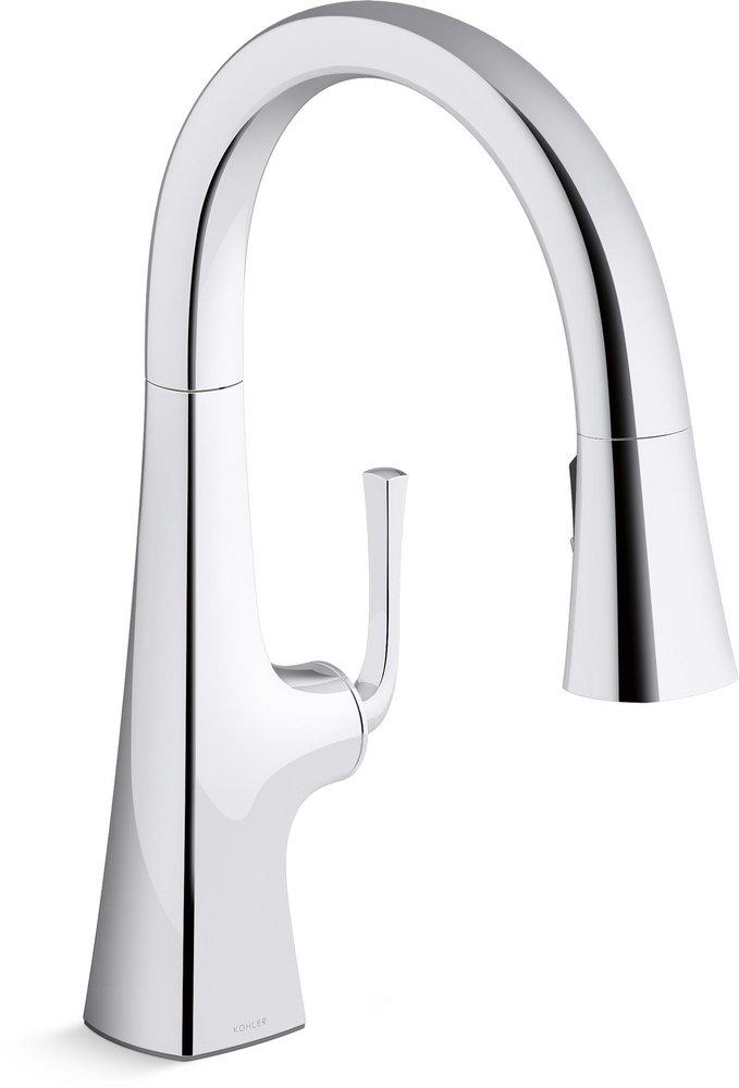 KOHLER KOHLER 22063-CP Graze Single Handle Pull Down Kitchen Faucet 1.5 GPM