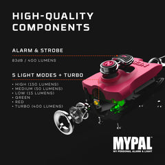NEBO NEBO NEB-KEY-0002 MyPal Pink Keychain Light and Safety Alarm