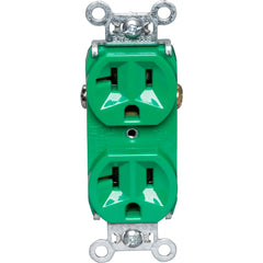 LEGRAND Pass & Seymour 5362GN Hard Use Spec-Grade Duplex Receptacle 20A 125 VAC Back and Side Wire Green