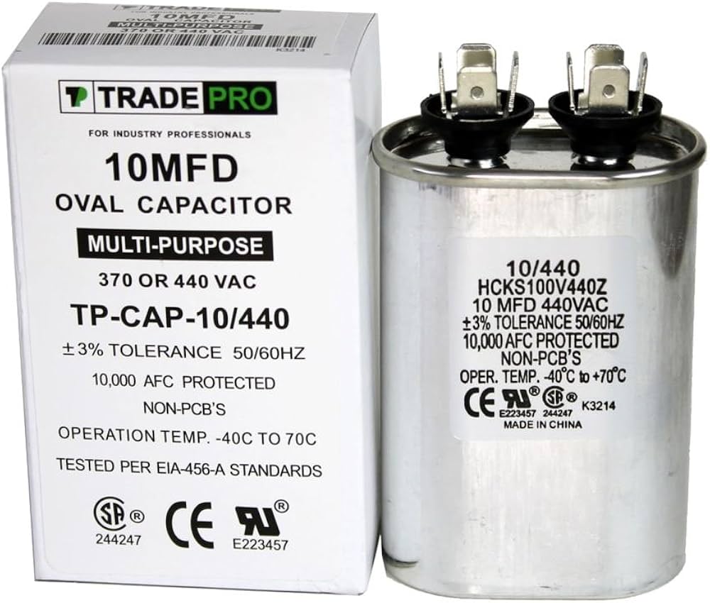 HEATINGVARIOUSMFG-GENERIC HEATINGVARIOUSMFG-GENERIC 10MFD-440V Motor Run Capacitor