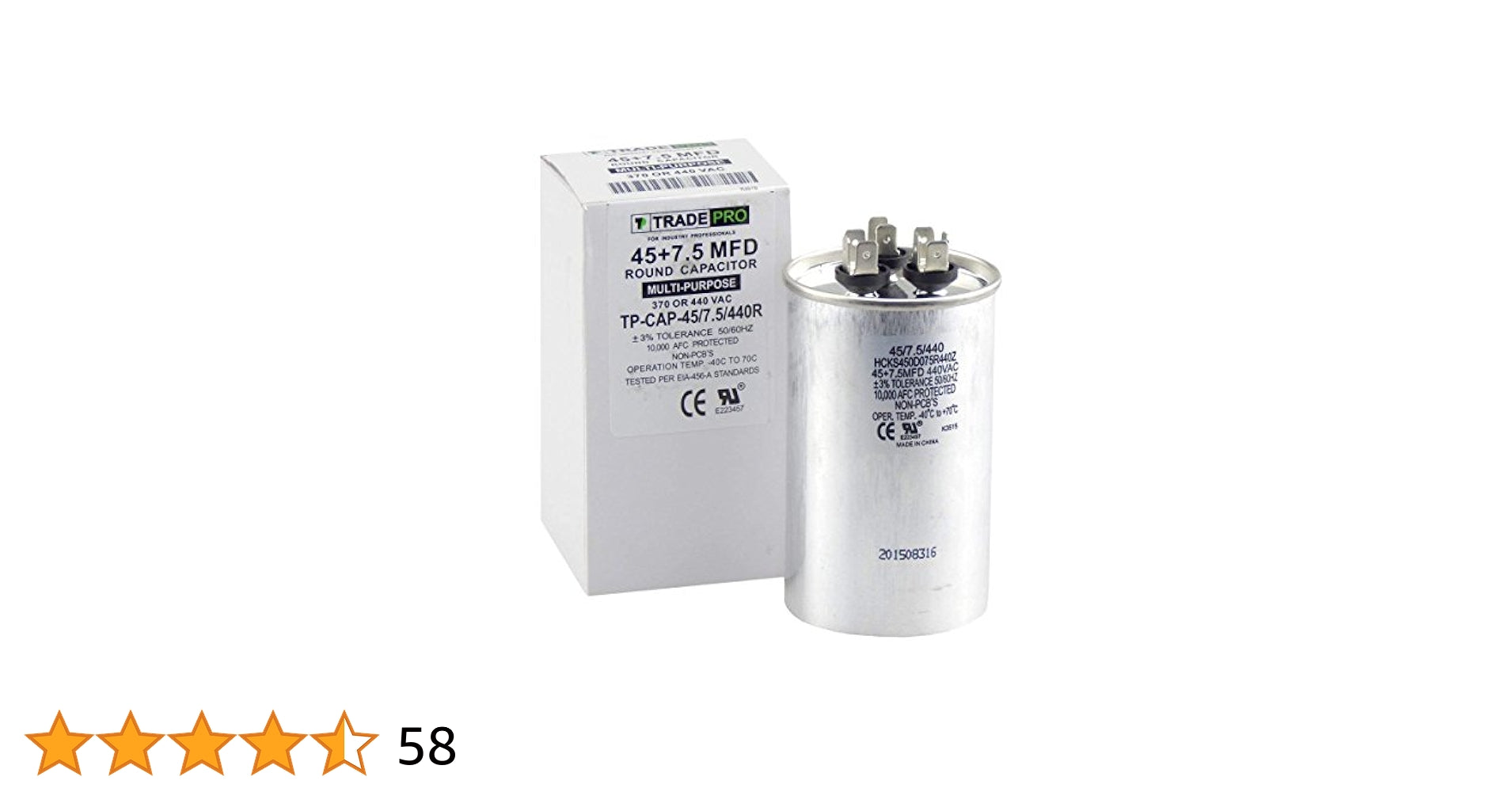 HEATINGVARIOUSMFG-GENERIC HEATINGVARIOUSMFG-GENERIC 45/7.5MFD-440V Capacitor