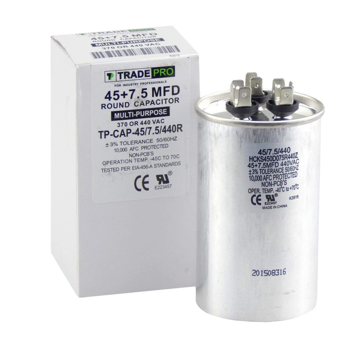 HEATINGVARIOUSMFG-GENERIC HEATINGVARIOUSMFG-GENERIC 45/7.5MFD-440V Capacitor