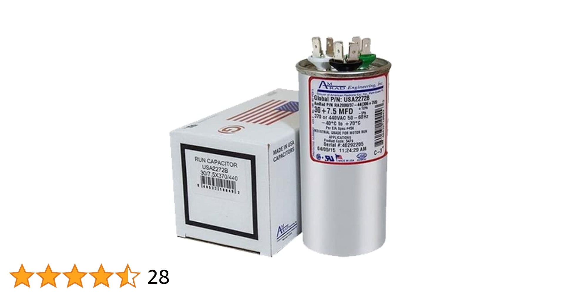 HEATINGVARIOUSMFG-GENERIC HEATINGVARIOUSMFG-GENERIC 30/7.5MFD-440V Motor Run Capacitor