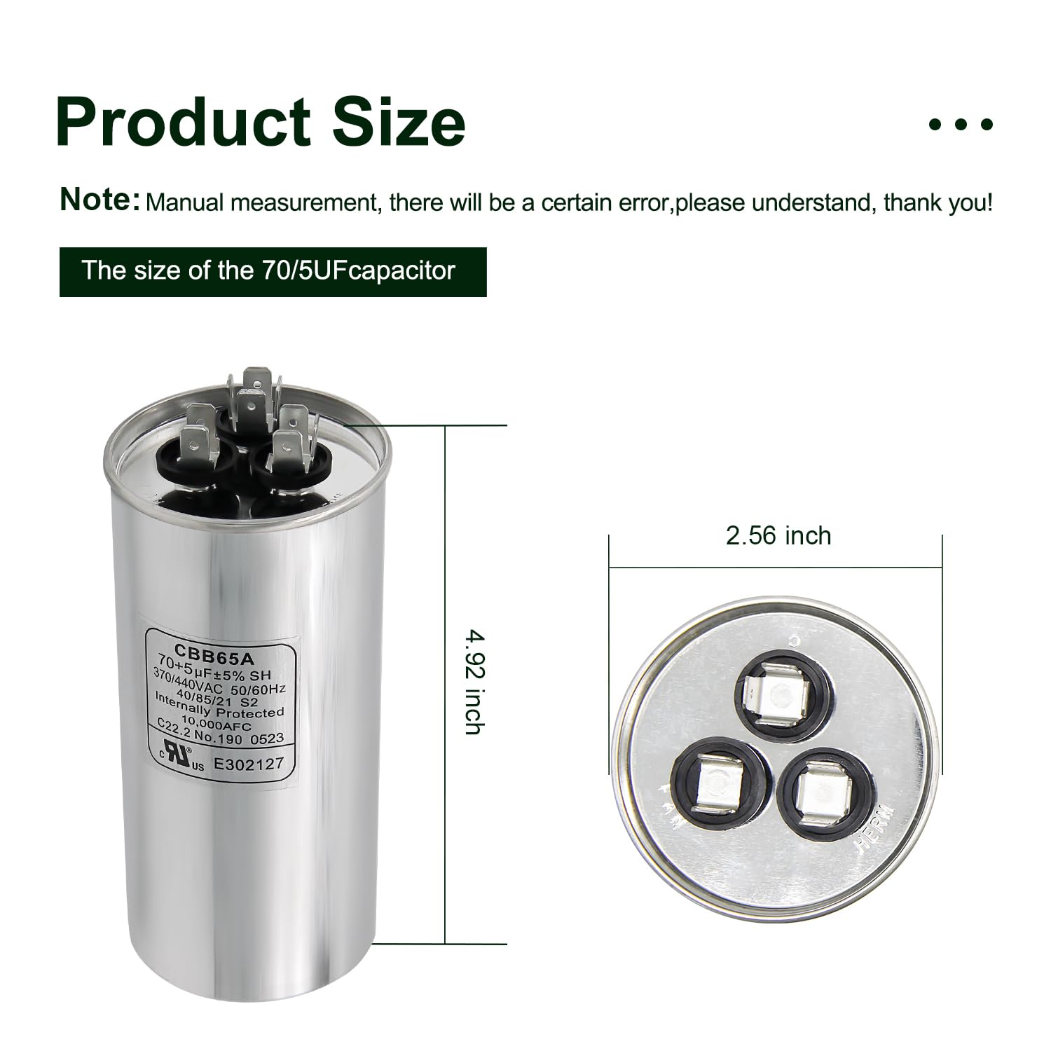 HEATINGVARIOUSMFG-GENERIC HEATINGVARIOUSMFG-GENERIC 70/5 MFD 440V Dual Run Capacitor
