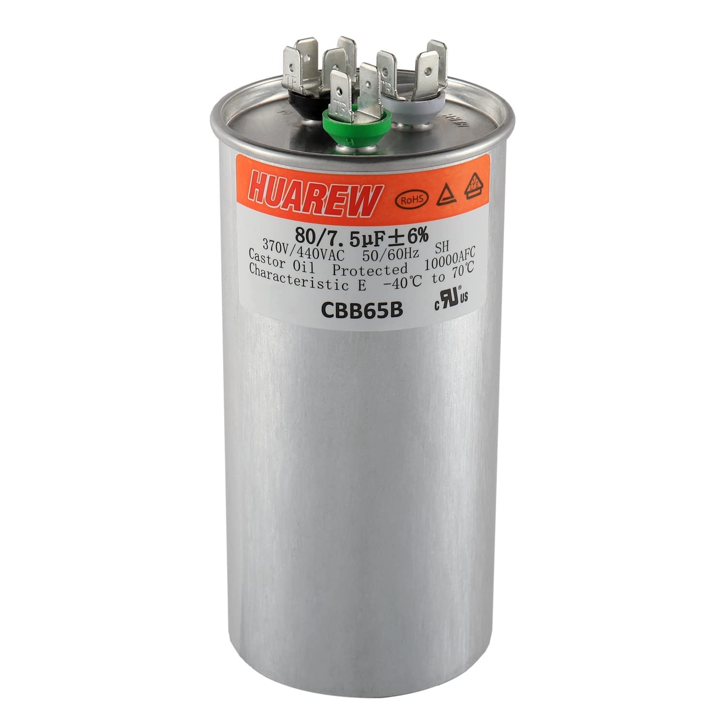 HEATINGVARIOUSMFG-GENERIC HEATINGVARIOUSMFG-GENERIC 80/7.5MFD-440V Round Dual Run Capacitor