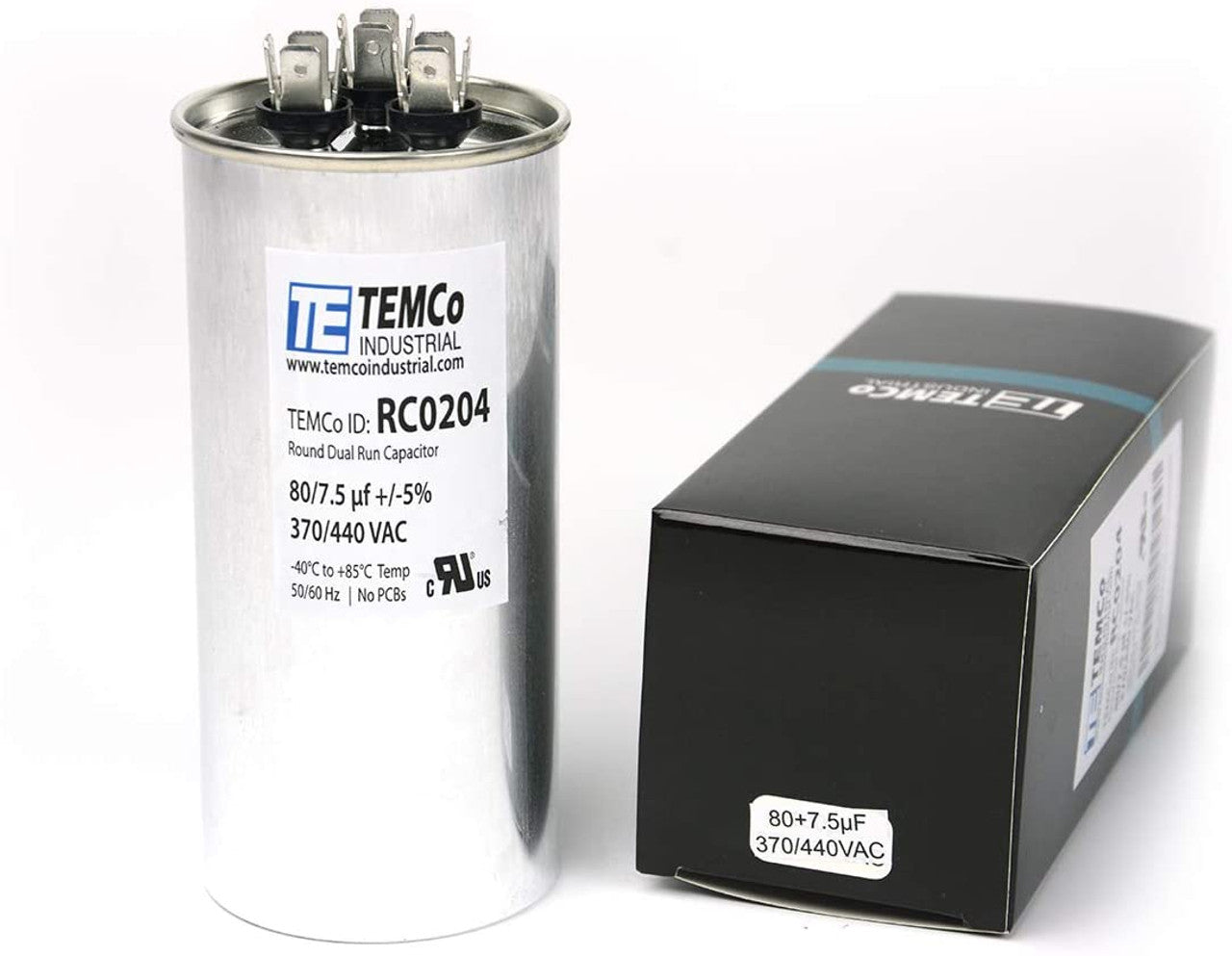 HEATINGVARIOUSMFG-GENERIC HEATINGVARIOUSMFG-GENERIC 80/7.5MFD-440V Round Dual Run Capacitor