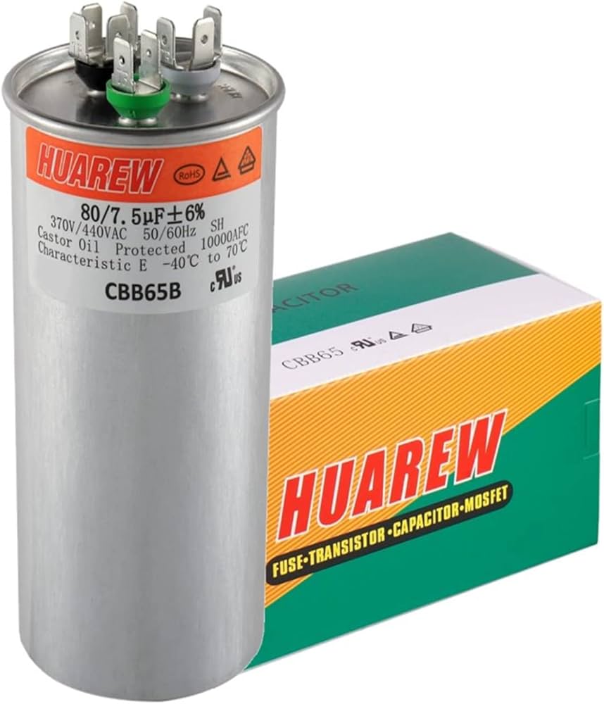 HEATINGVARIOUSMFG-GENERIC HEATINGVARIOUSMFG-GENERIC 80/7.5MFD-440V Round Dual Run Capacitor