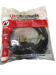 HEATINGVARIOUSMFG-GENERIC HEATINGVARIOUSMFG-GENERIC DC4-30-6 Dryer Power Cord 6 Foot 30 AMP 4 Wire