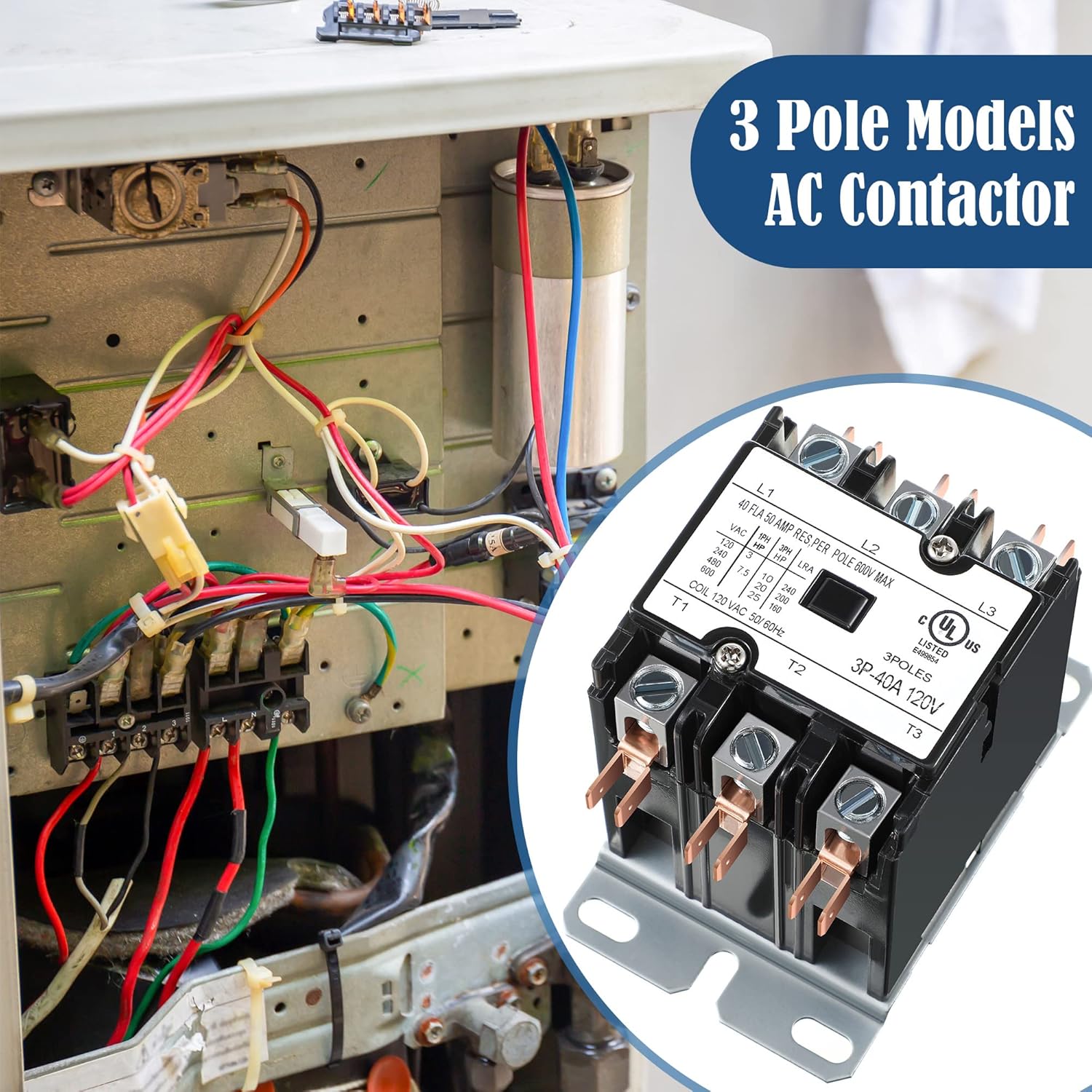 HEATINGVARIOUSMFG-GENERIC HEATINGVARIOUSMFG-GENERIC DP401203 CONTACTOR 40A 120V 3 POLE
