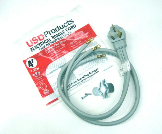 HEATINGVARIOUSMFG-GENERIC HEATINGVARIOUSMFG-GENERIC RC3-50-4 Range Oven Electric Power Cord 3 Prong Wire 50 Amp 4 Foot