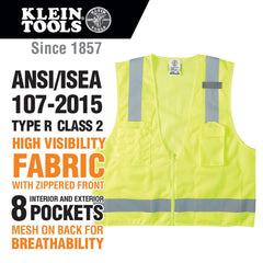 KLEIN TOOLS Klein Tools 60268-VAC Safety Vest High-Visibility XL