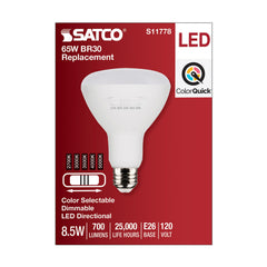SATCO-NUVO SATCO S11778 Dimmable Lamp 8.5 W 65 W Incandescent Equivalent E26 Medium Lamp Base BR30 Shape