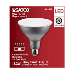 SATCO-NUVO SATCO S11588 PAR Lamp 13.3 W 90 W Incandescent Equivalent E26 Medium Lamp Base LED Lamp PAR38 Shape