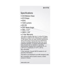 SATCO-NUVO SATCO S11773 Non-Dimmable Type A Lamp 14 W 100 W Incandescent Equivalent