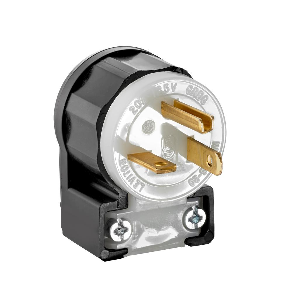 LEVITON Leviton 5366-CA Plug BL STR 125VAC 20A 2 3 BK/WHT INDL