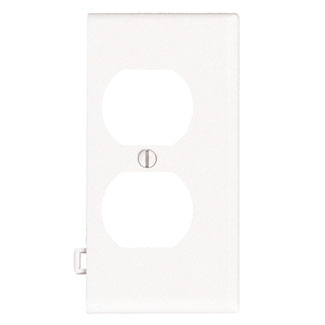 LEVITON Leviton PSE8-W Combination Sectional Duplex Receptacle Wallplate, 1 Gang, Thermoplastic Nylon, White