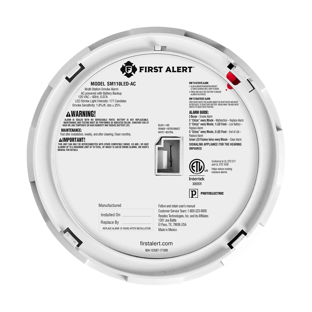 BRK BRK 1046726 Hardwired Smoke Alarm with LED Strobe
