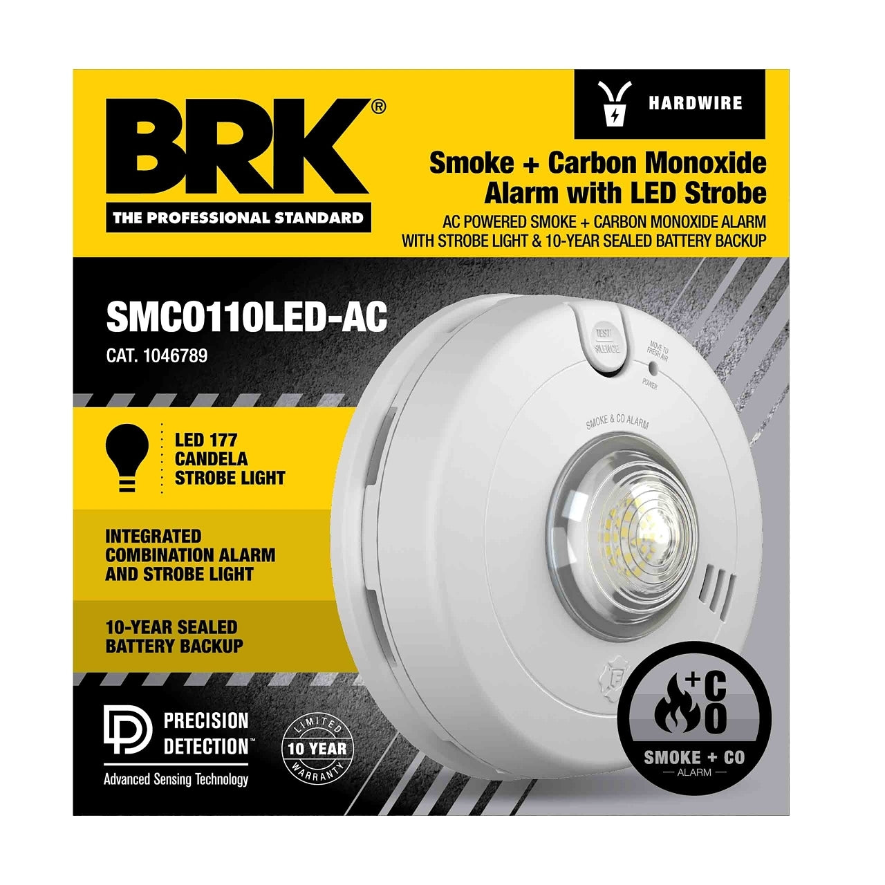 BRK BRK 1046789 Hardwired Smoke & CO Alarm with LED Strobe and 10-Year Battery Backup