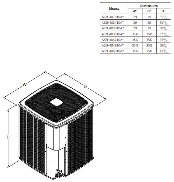 AMANA Amana ASZH404810 Split Heat Pump 14.3 SEER2 4 Tons