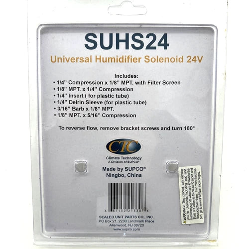SUPCO SUPCO UHS24 Universal Humidifier Solenoid Valve Replacement Kit