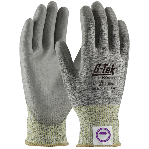 G-TEK G-Tek 19-D320/XL G-Tek 3G10 Dsm Dyneema Gray & Black Knit with Gray Polyurethane Palm Coating Medium Weight EN388 Level 4 Gloves