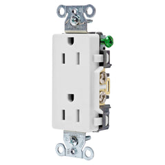 HUBBELL WIRING Hubbell DR15WHI 15 Amp 125 Volt Decorator Straight Blade Receptacle 5-15R