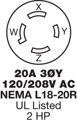 HUBBELL WIRING Hubbell HBL2753 Locking Devices, Twist-Lock, Industrial, 30A 3-Phase Wye 120/208V AC Connector Body