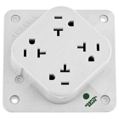 HUBBELL WIRING Hubbell Wiring Device - Kellems HBL420HW Straight Blade Devices, Receptacles, 4-Plex, Hospital Grade, 2-Pole 3-Wire Grounding, 20A 125V, 5-20R
