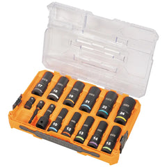 KLEIN TOOLS Klein 65111IMPCTM KNECT 1/2-Inch Drive Deep Well Impact Socket Set, Metric, 14-Piece