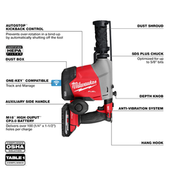 MILWAUKEE Milwaukee Tool 3311-22 M18 Fuel Overhead Rotary Hammer
