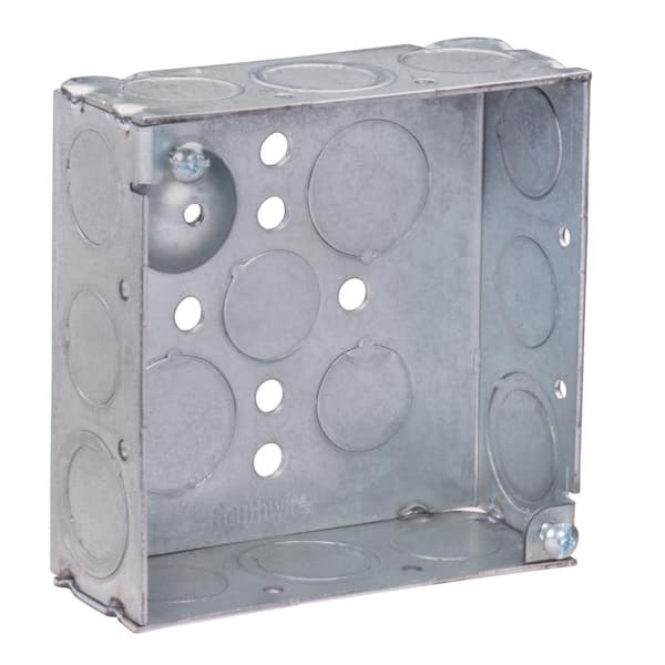 SOUTHWIRE SOUTHWIRE 52151-BX Southwire Steel Metallic Square Box Power 4 in. W x 1-1/2 in. D with Knockouts 52151-BX
