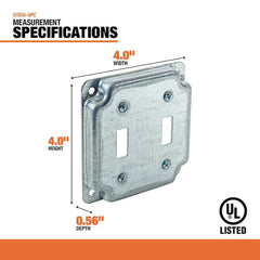 SOUTHWIRE Southwire G1936 4-Inch Square Industrial Surface Cover 1/2-Inch Raised Two Toggle