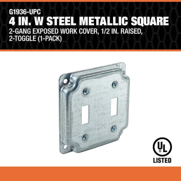 SOUTHWIRE Southwire G1936 4-Inch Square Industrial Surface Cover 1/2-Inch Raised Two Toggle