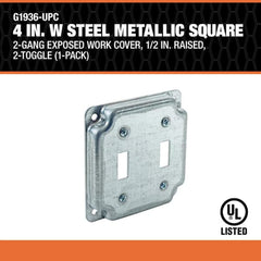 SOUTHWIRE Southwire G1936 4-Inch Square Industrial Surface Cover 1/2-Inch Raised Two Toggle